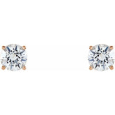 14K Rose 5 mm Natural White Sapphire Stud Earrings